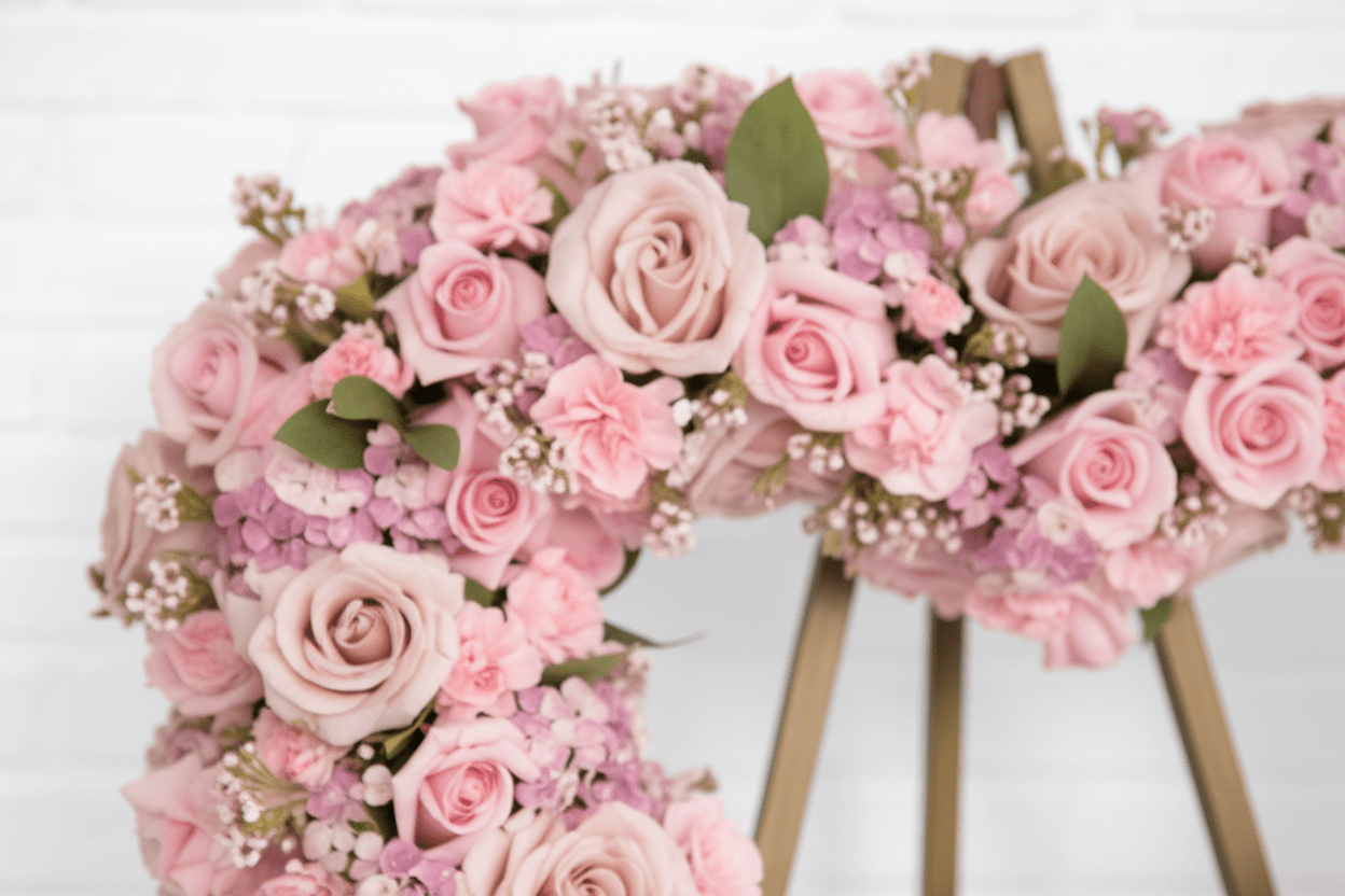 Blushing Heart Wreath - Garrett Florist