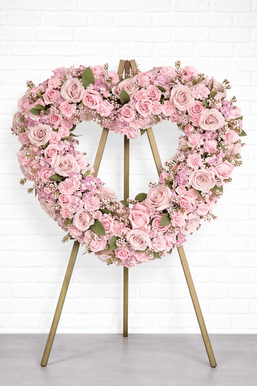 Blushing Heart Wreath - Garrett Florist